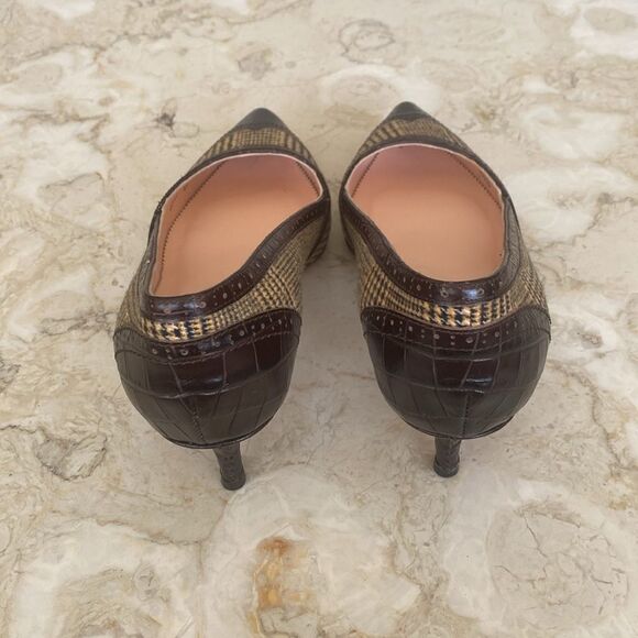 NWOT J. Crew Leather & Textile Pointer Toe Kitten Heel Pumps - Picture 6 of 15